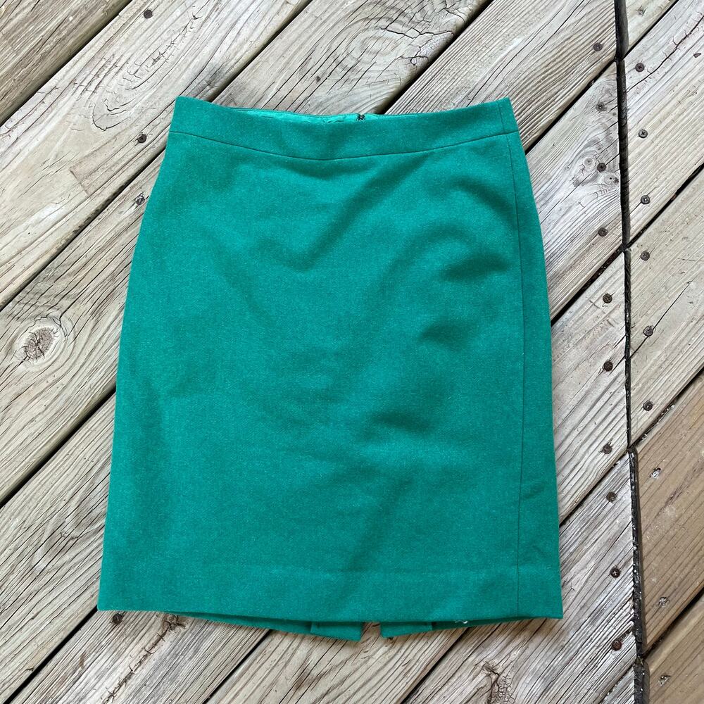 J.Crew The Pencil Skirt Kelly Green Wool Blend Size 6